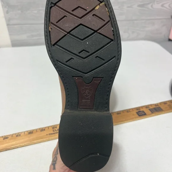 Ariat Tan Cowboy Western Boots Distressed Leather - Picture 8 of 8